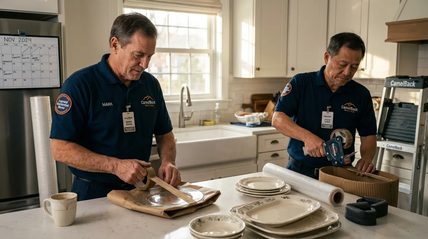 Professional crew packing kitchen dishware in Haledon, NJ